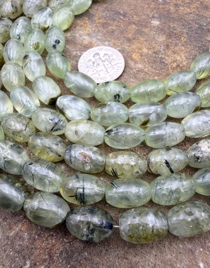 Prehnite Oval Beads 8x12mm ONE 8 Inch strand - Chrysoprase