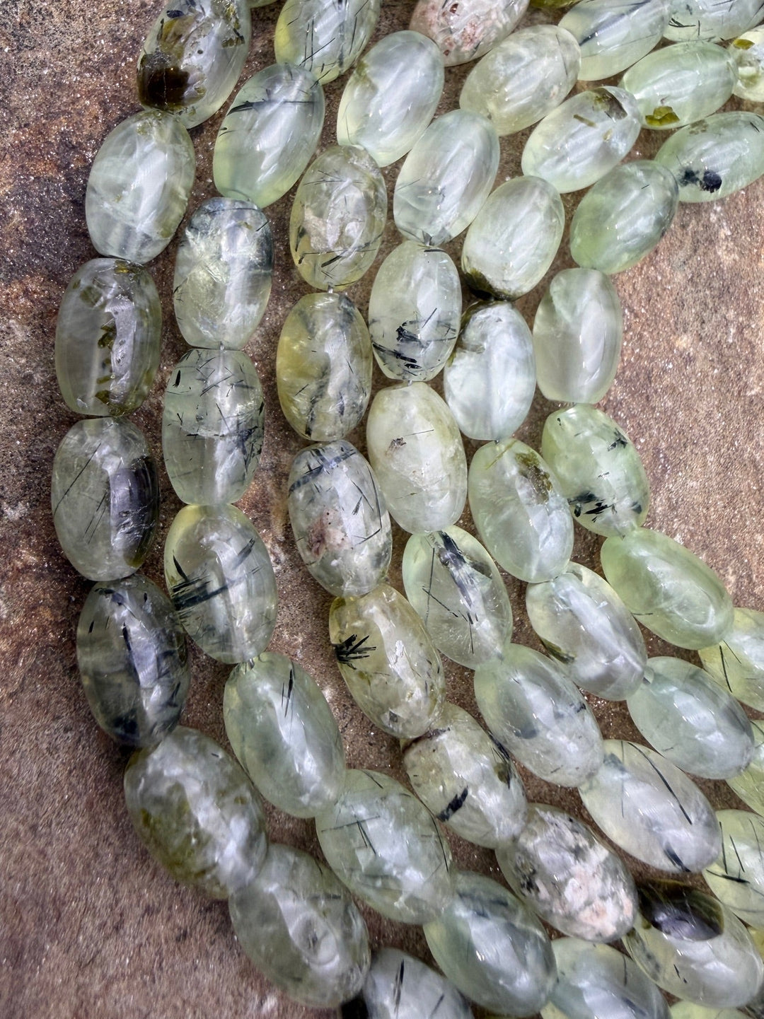 Prehnite Oval Beads 8x12mm ONE 8 Inch strand - Chrysoprase