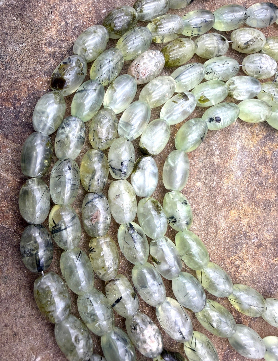 Prehnite Oval Beads 8x12mm ONE 8 Inch strand - Chrysoprase