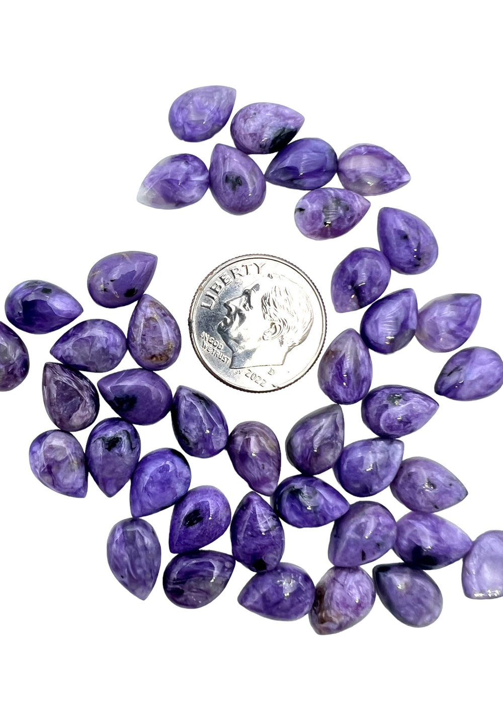 Premium Color Charoite 7x10mm Tear Drop Shaped Cabochons