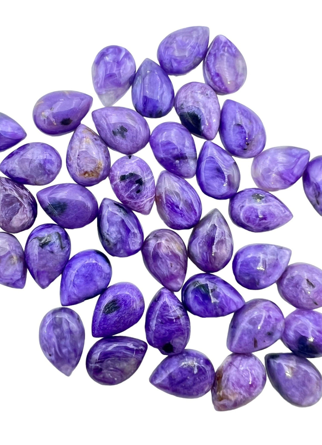 Premium Color Charoite 7x10mm Tear Drop Shaped Cabochons