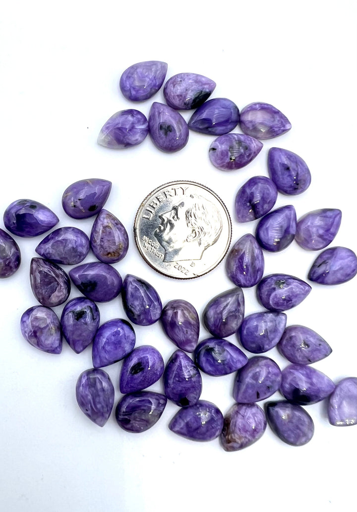 Premium Color Charoite 7x10mm Tear Drop Shaped Cabochons