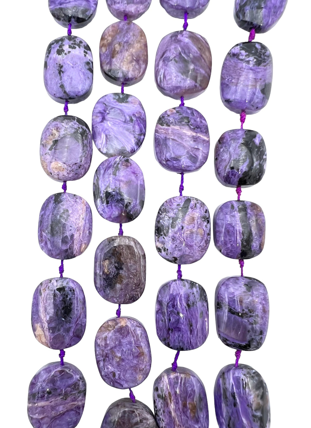 Premium Color Charoite BIG Rounded Rectangle Beads (8 inch