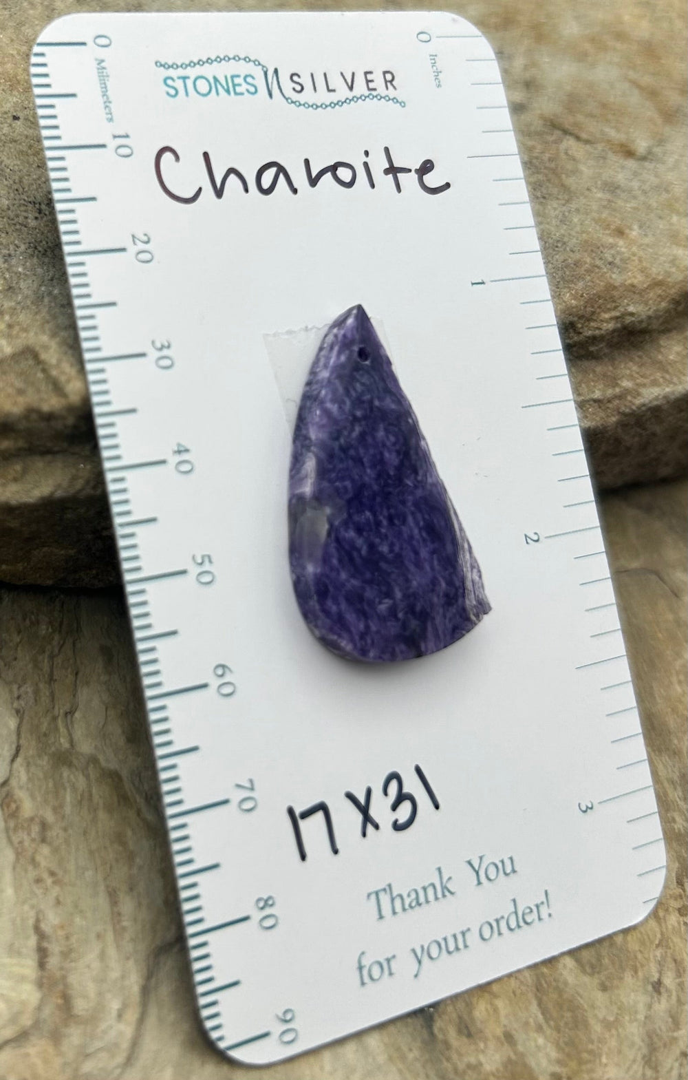 Premium Color Charoite Focal Pendant Bead 17x31mm - Charoite