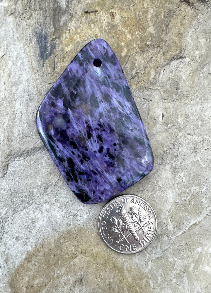 Premium Color Charoite Focal Pendant Bead 30x49mm - Charoite