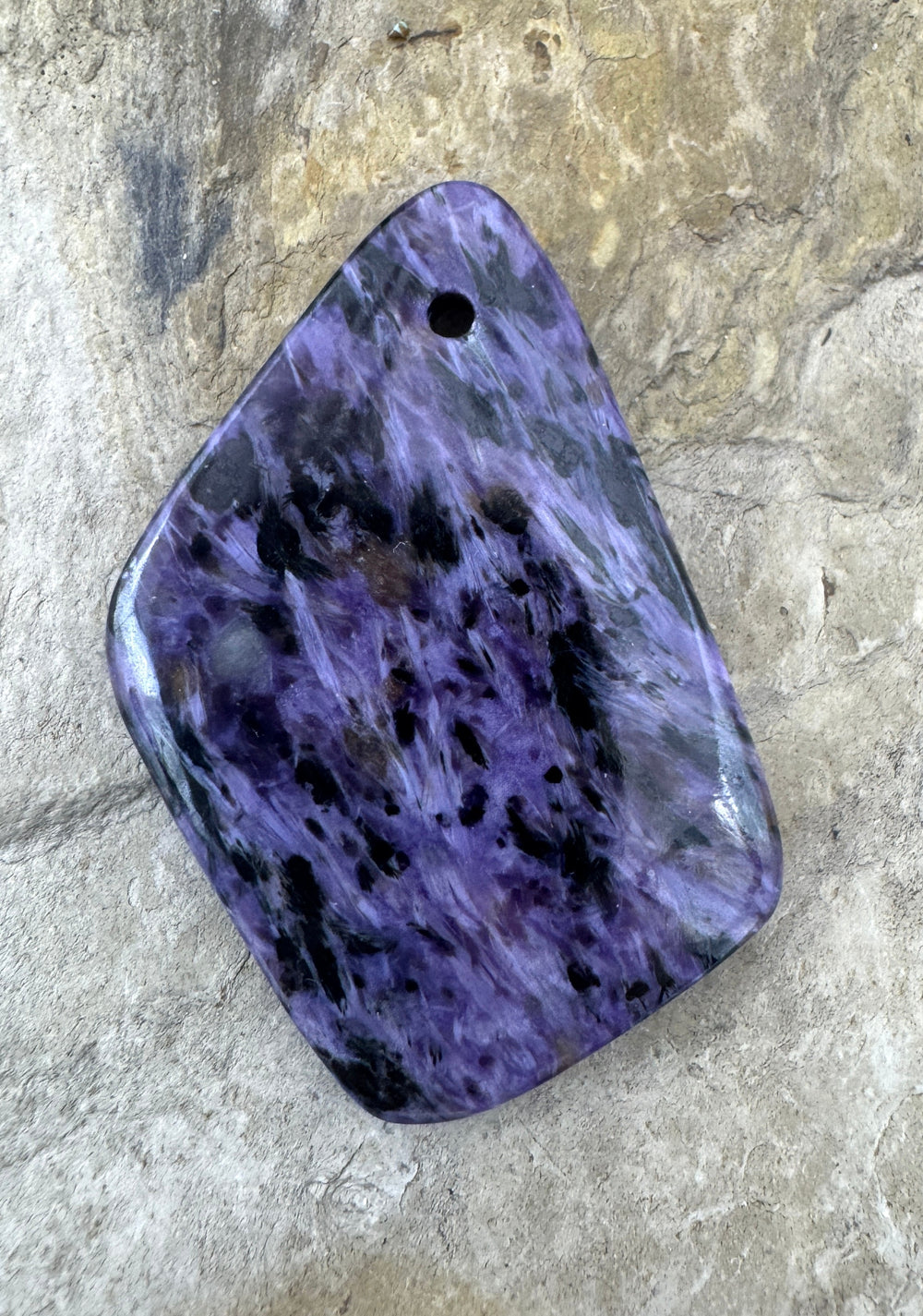 Premium Color Charoite Focal Pendant Bead 30x49mm - Charoite