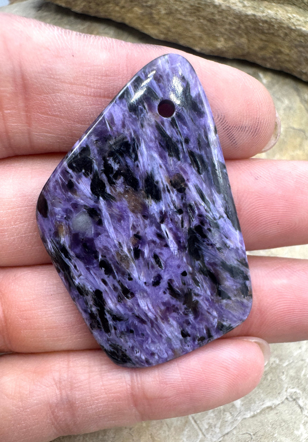 Premium Color Charoite Focal Pendant Bead 30x49mm - Charoite