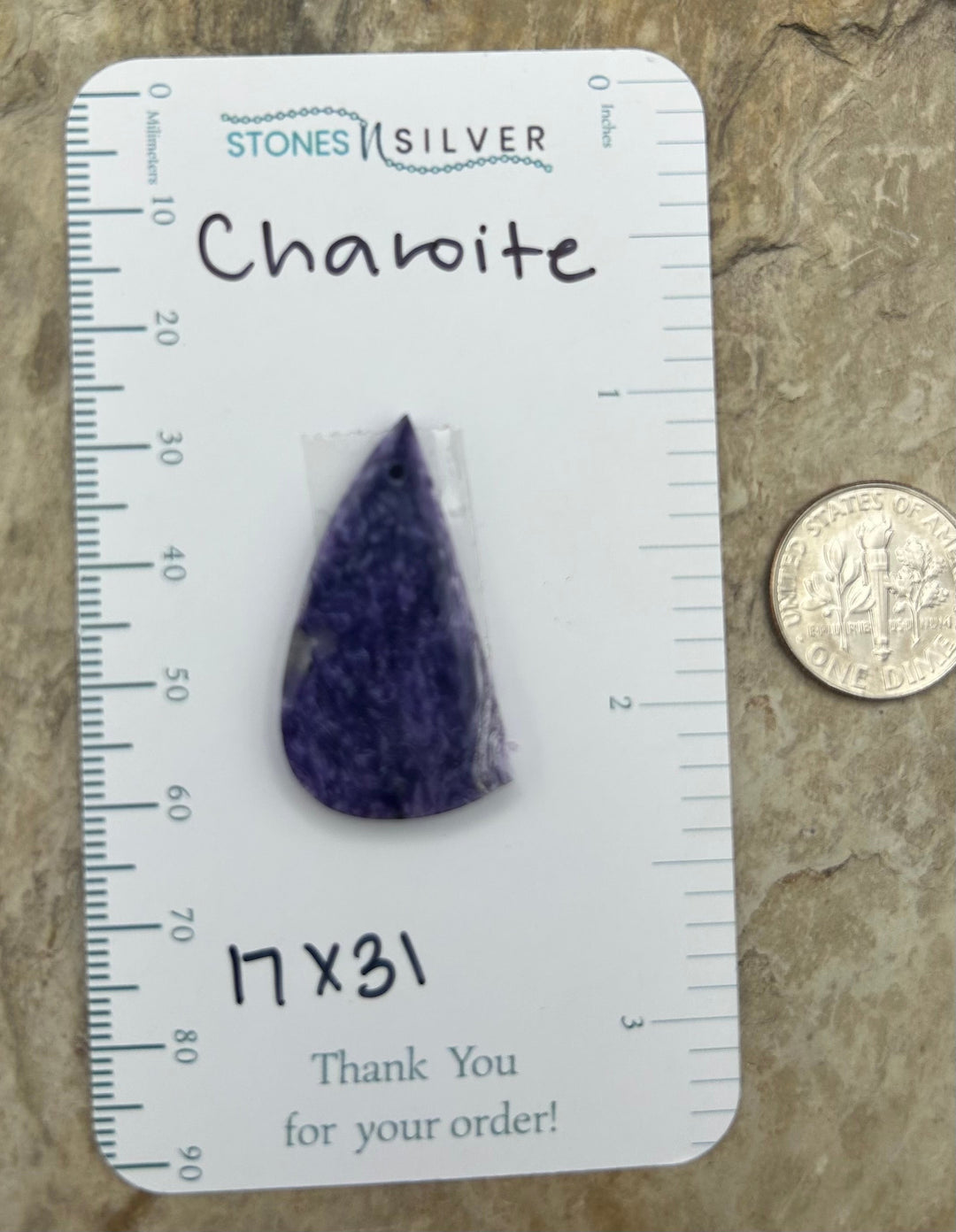 Premium Color Charoite Focal Pendant Bead 9x32mm - Charoite