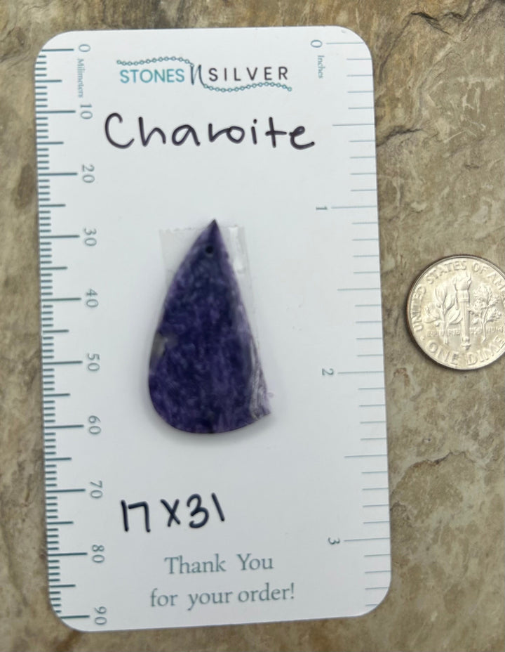 Premium Color Charoite Focal Pendant Bead 9x32mm - Charoite