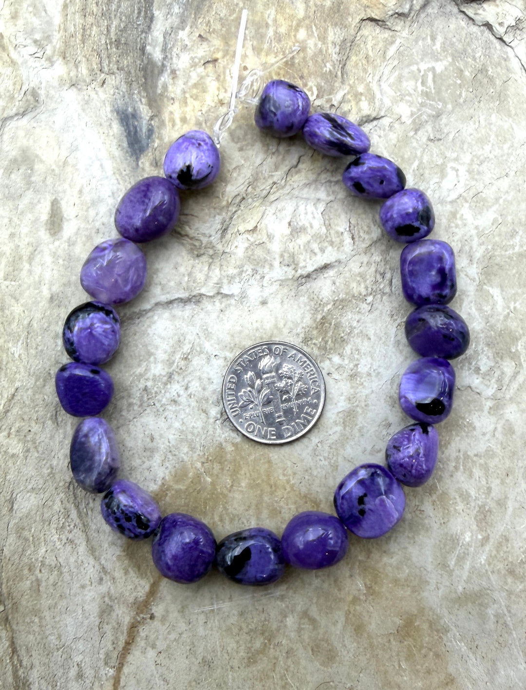Premium Color Charoite (Russia) 10x13mm Nugget Beads 8 Inch