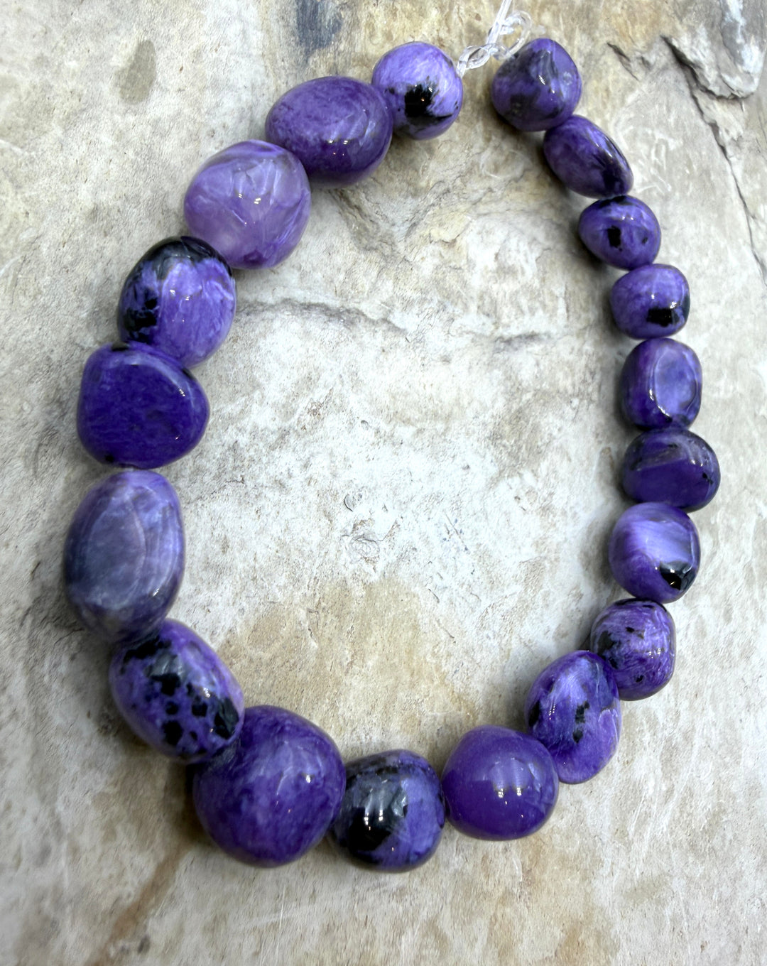 Premium Color Charoite (Russia) 10x13mm Nugget Beads 8 Inch