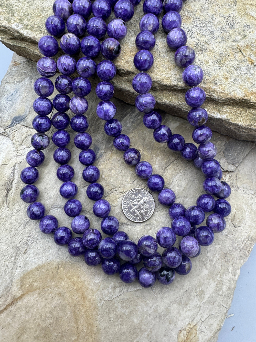 Premium Color Charoite (Russia) 10mm Round Bead Strand 16