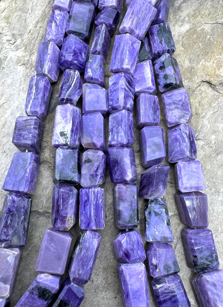 Premium Color Charoite (Russia) Irregulat Faceted Rectangle