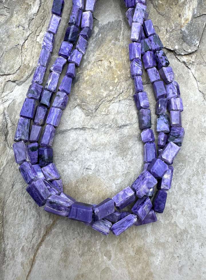 Premium Color Charoite (Russia) Irregulat Faceted Rectangle