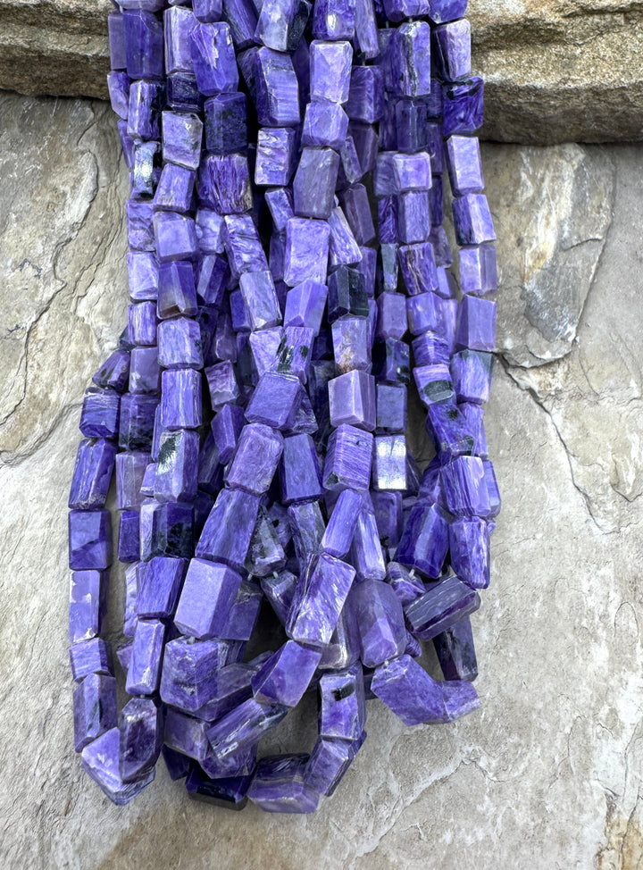Premium Color Charoite (Russia) Irregulat Faceted Rectangle