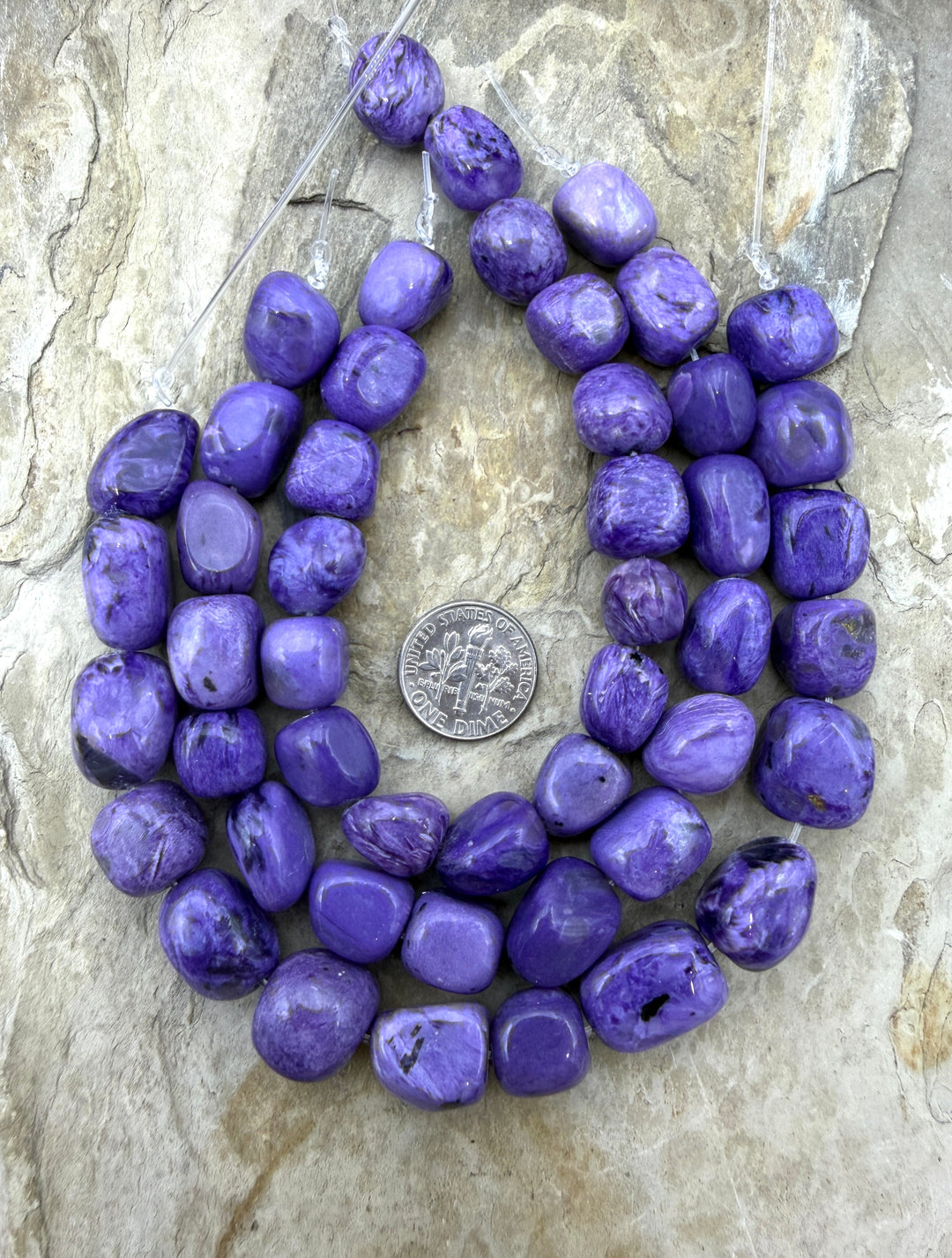 Premium Color Charoite (Russia) Large Nugget Beads