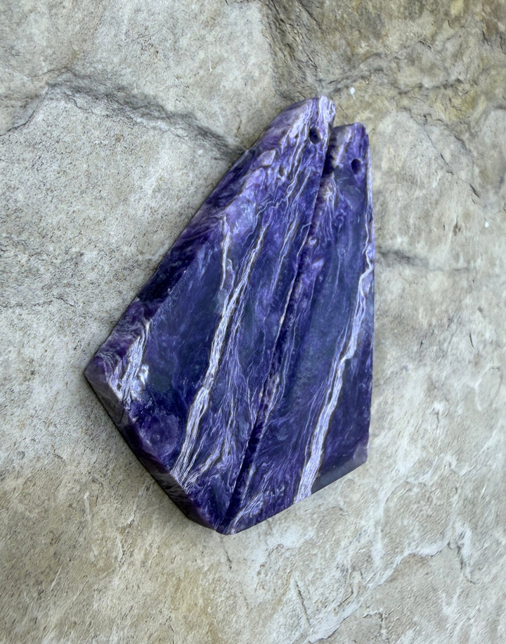 Premium Color Charoite (Russia) Matching Earring Slab Bead