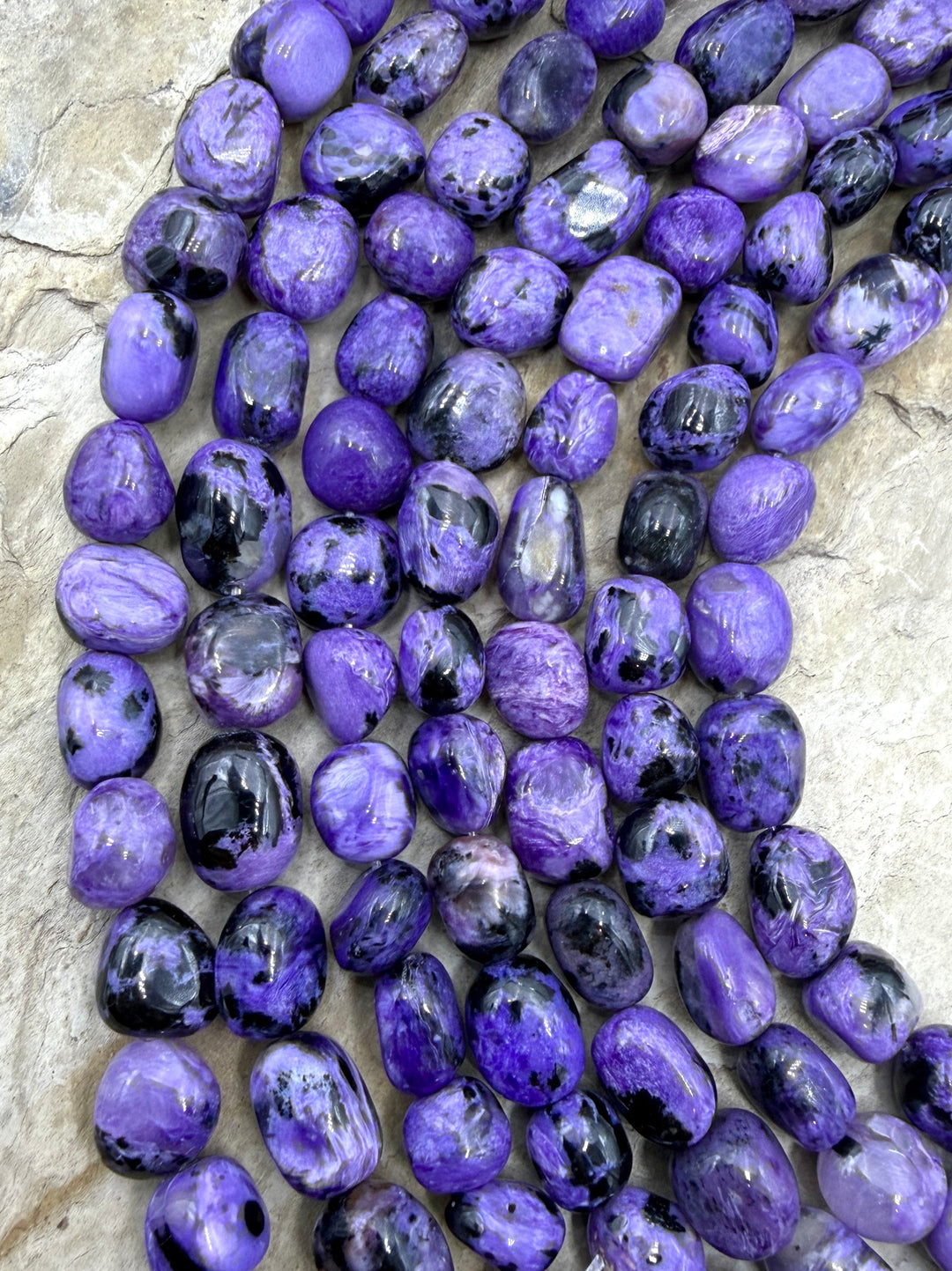 Premium Color Charoite (Russia) Nugget Beads 10-10x14mm 7.5
