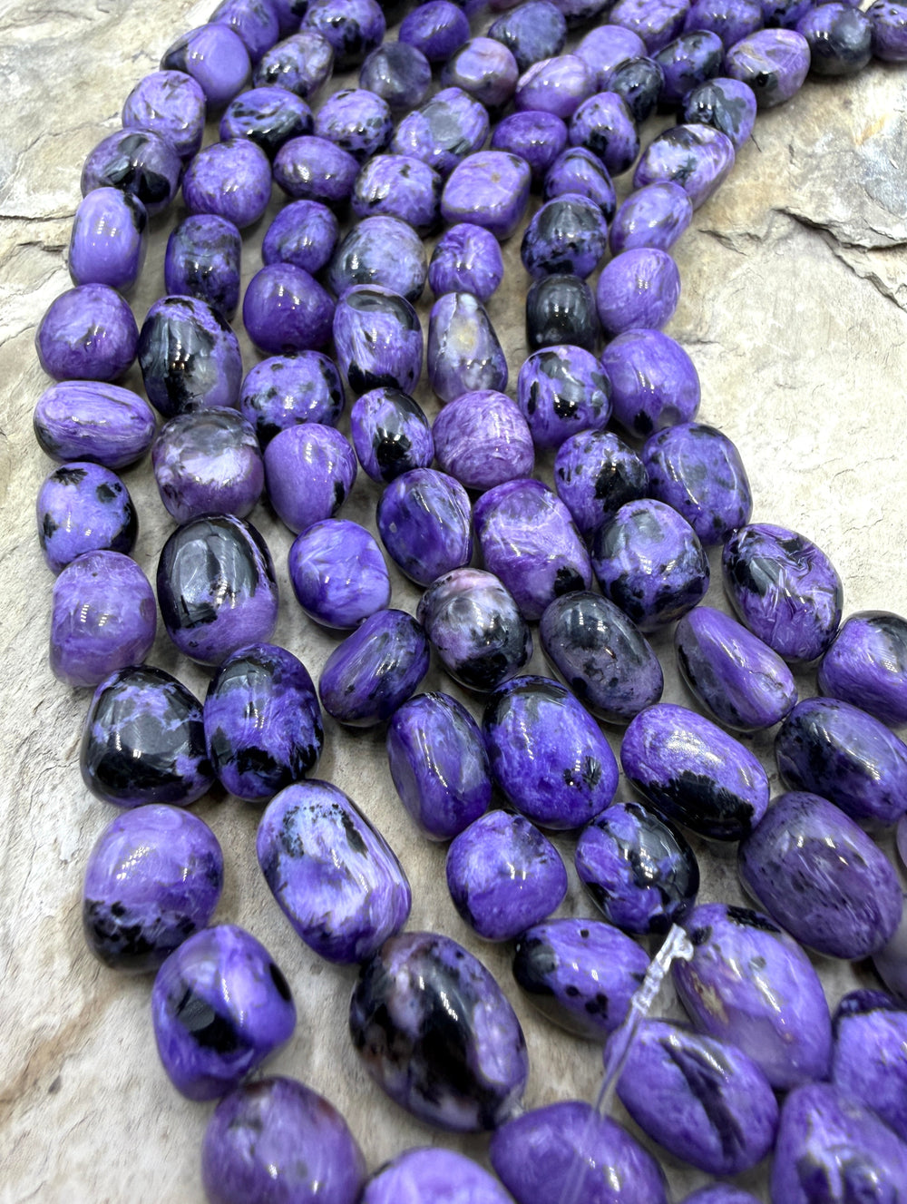 Premium Color Charoite (Russia) Nugget Beads 10-10x14mm 7.5