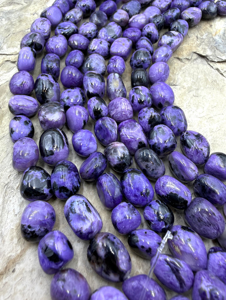 Premium Color Charoite (Russia) Nugget Beads 10-10x14mm 7.5