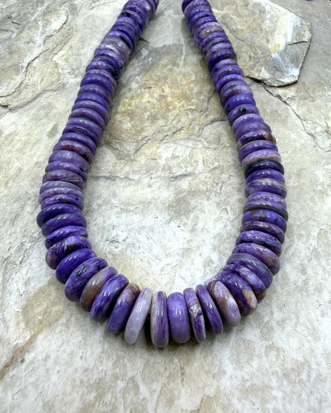Premium Color Charoite (Russia) Wheel Beads 12x4mm 12 Inch