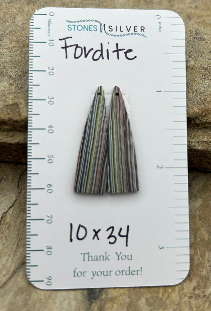 Premium Fordite/Detroit Agate Earring Slab Bead Pair