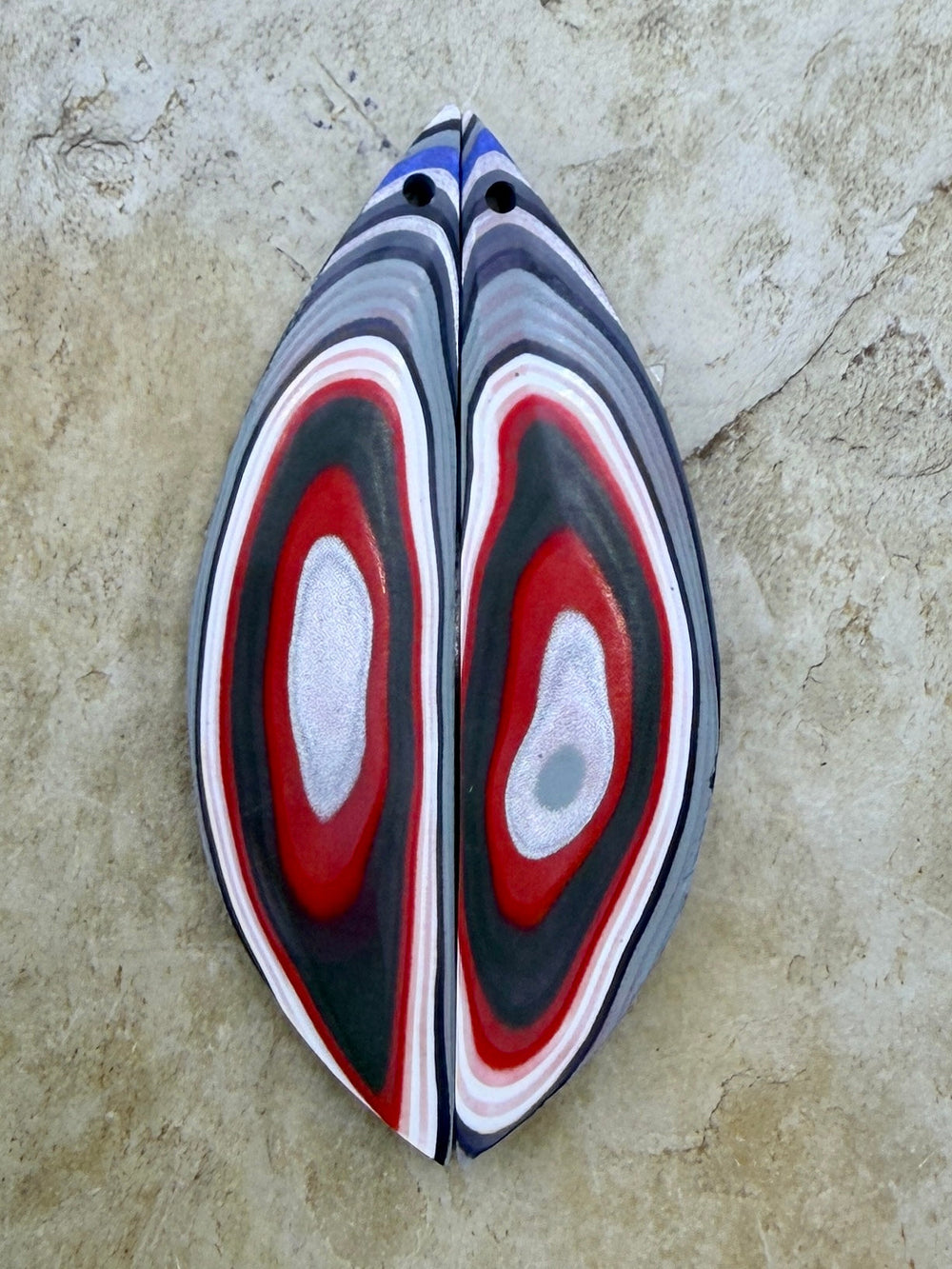 Premium Fordite/Detroit Agate Earring Slab Bead Pair