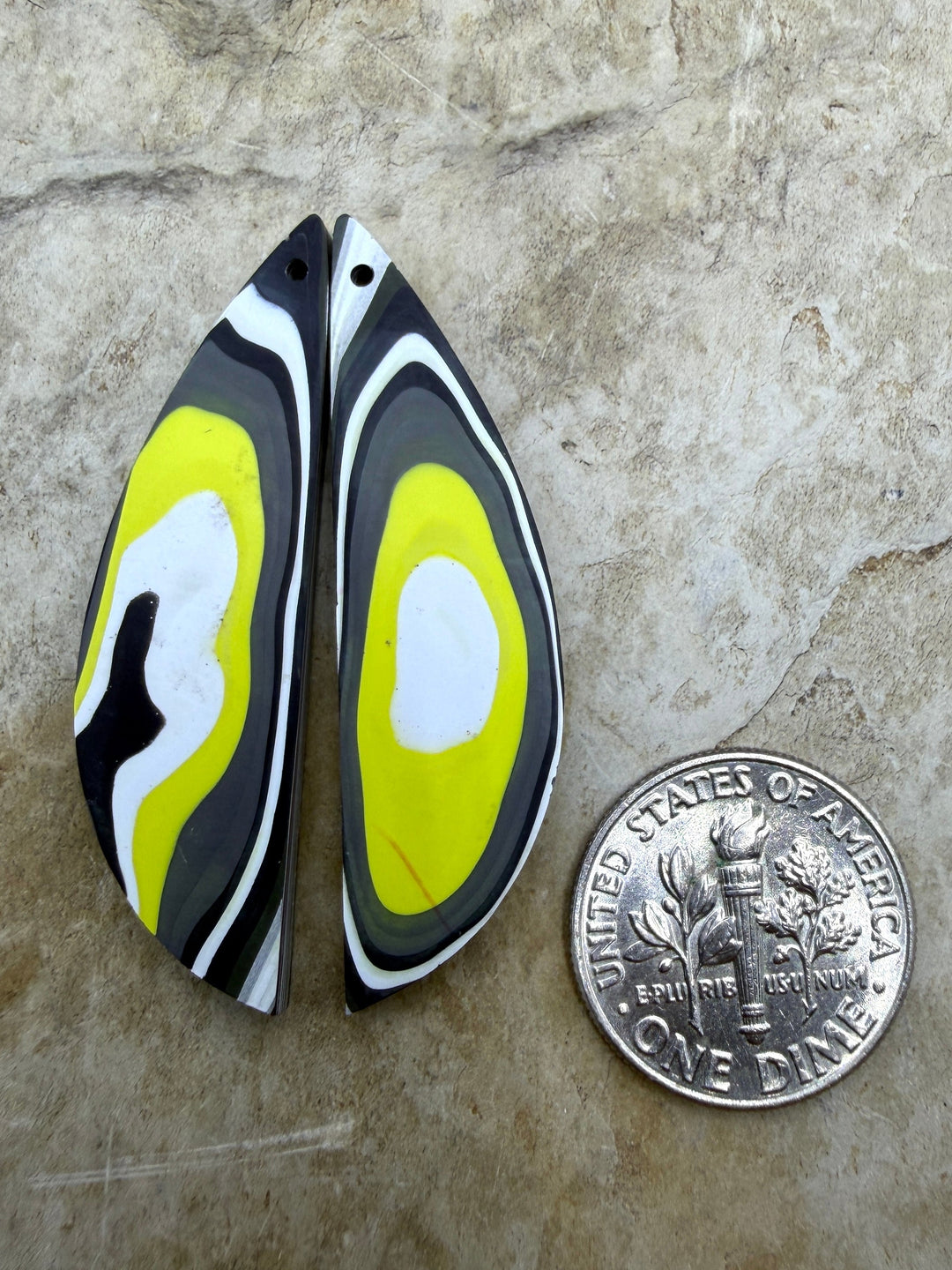 Premium Fordite/Detroit Agate Earring Slab Bead Pair