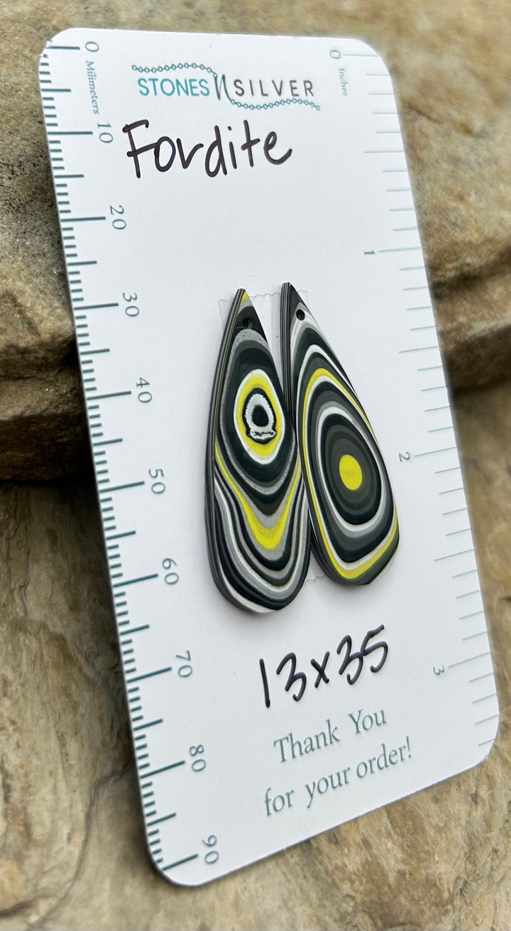 Premium Fordite/Detroit Agate Earring Slab Bead Pair