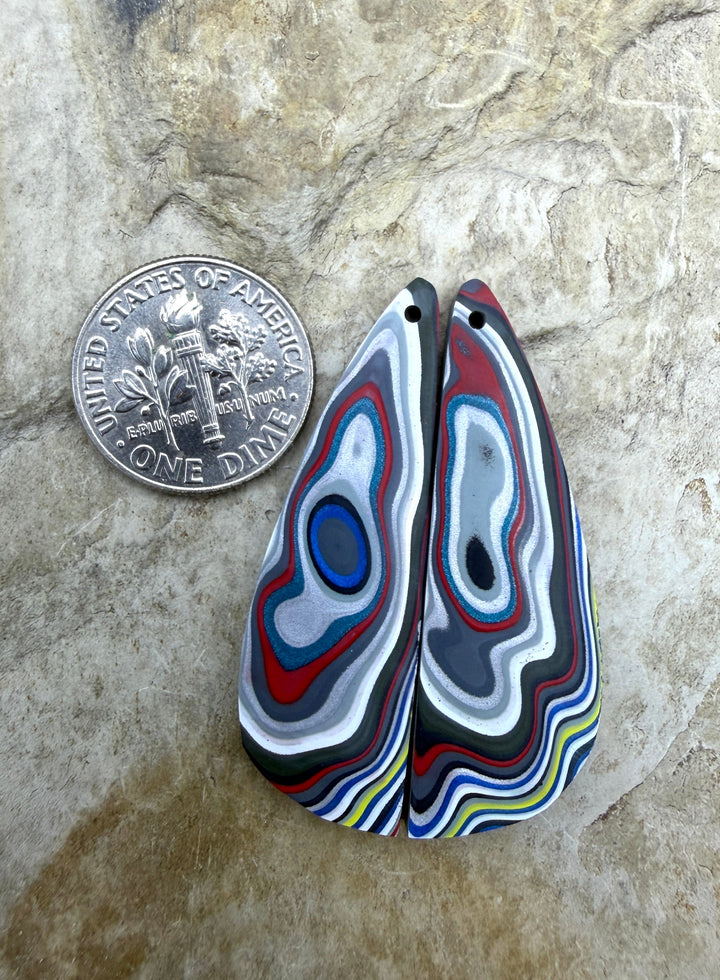 Premium Fordite/Detroit Agate Earring Slab Bead Pair