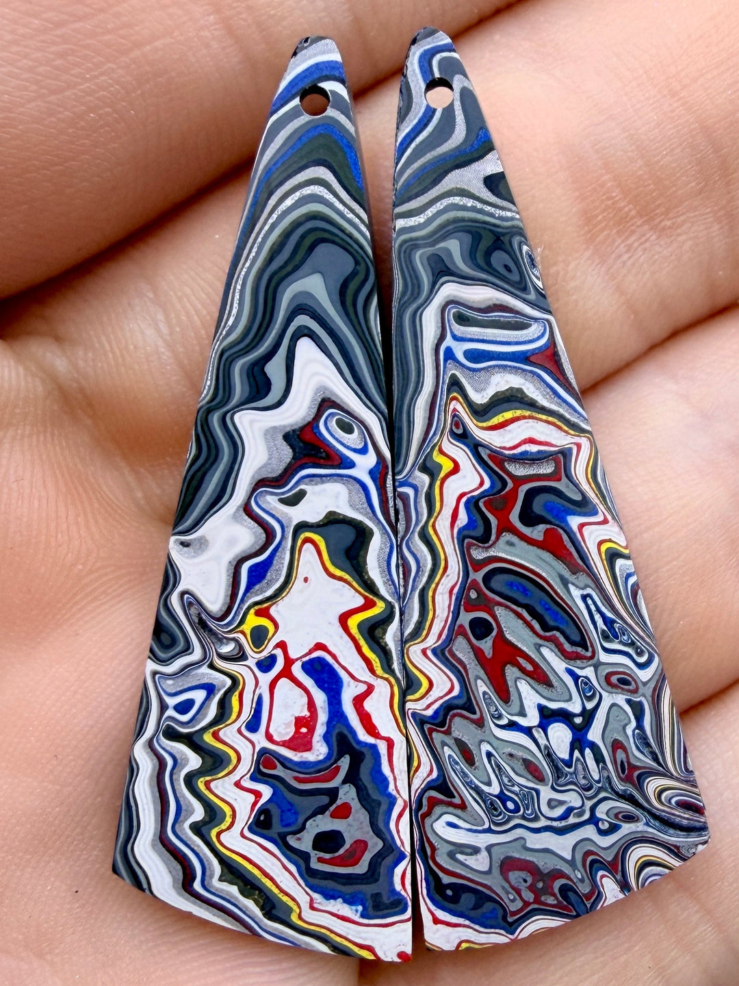 Premium Fordite/Detroit Agate Earring Slab Bead Pair