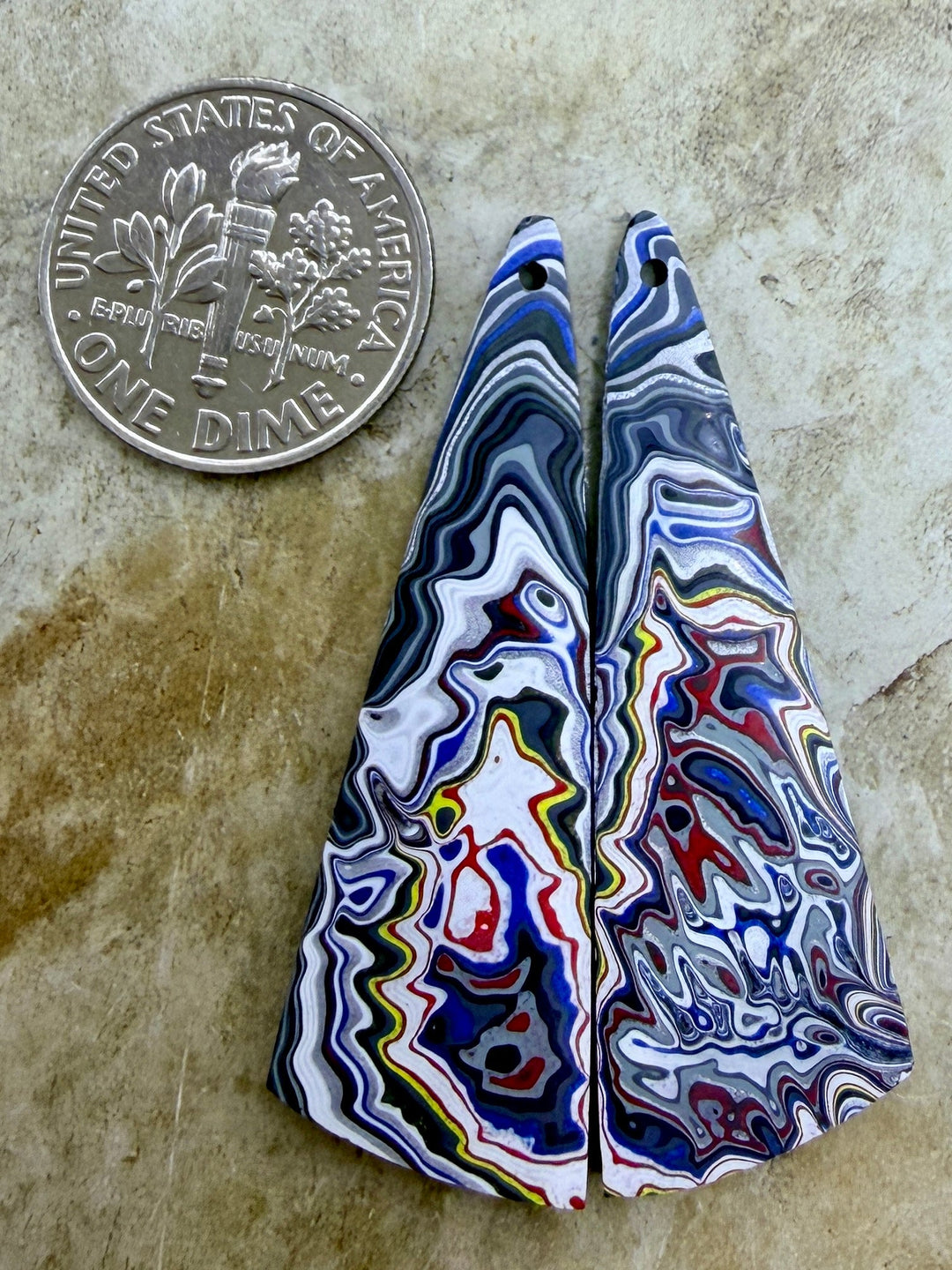 Premium Fordite/Detroit Agate Earring Slab Bead Pair