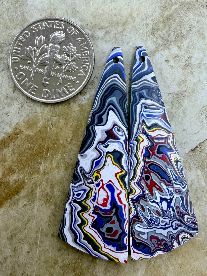 Premium Fordite/Detroit Agate Earring Slab Bead Pair