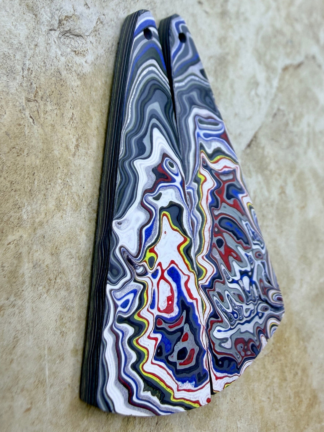 Premium Fordite/Detroit Agate Earring Slab Bead Pair