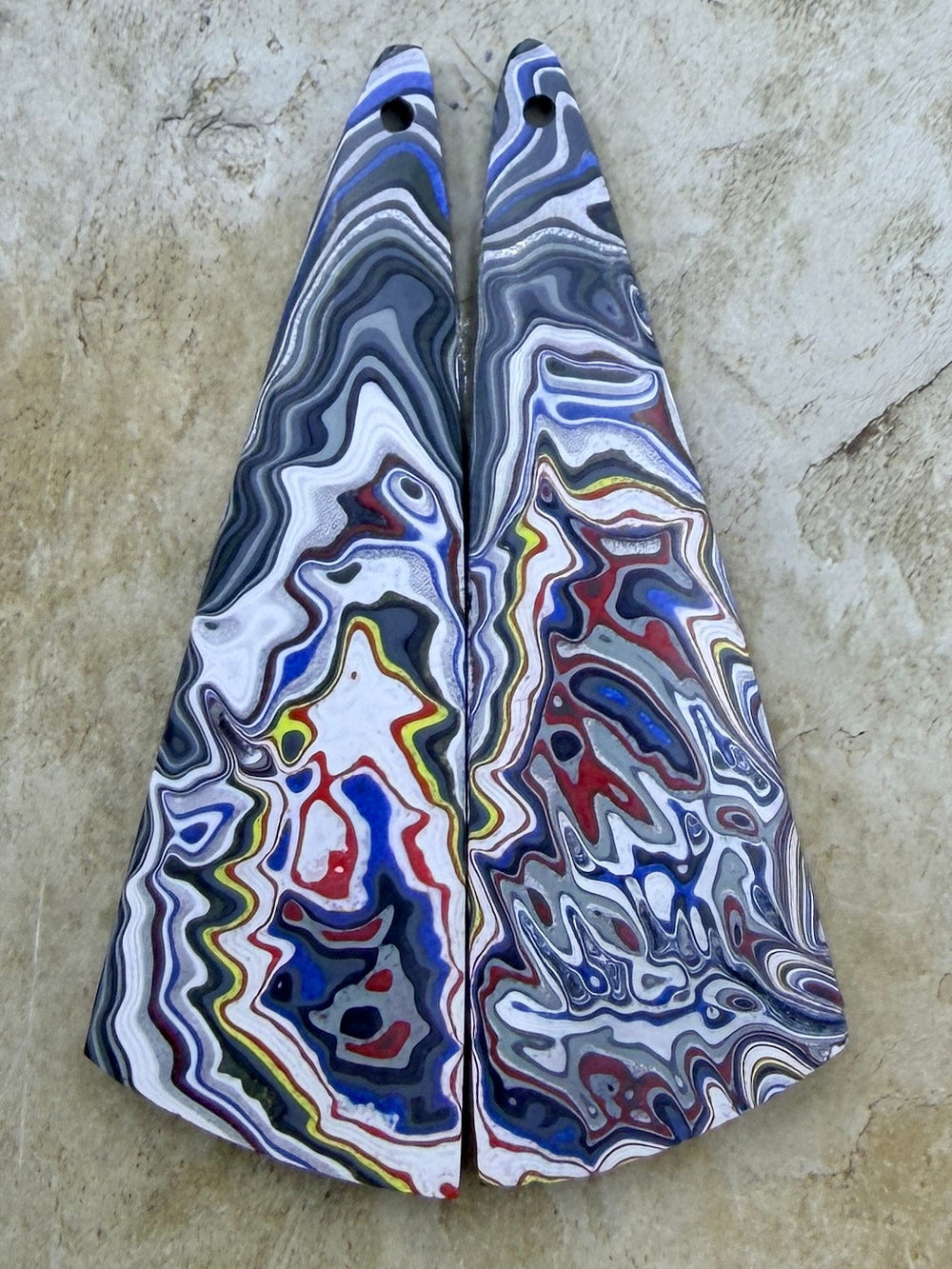Premium Fordite/Detroit Agate Earring Slab Bead Pair