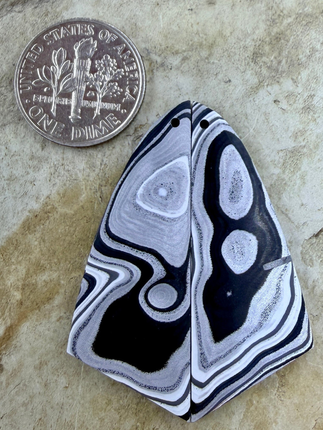 Premium Fordite/Detroit Agate Earring Slab Bead Pair