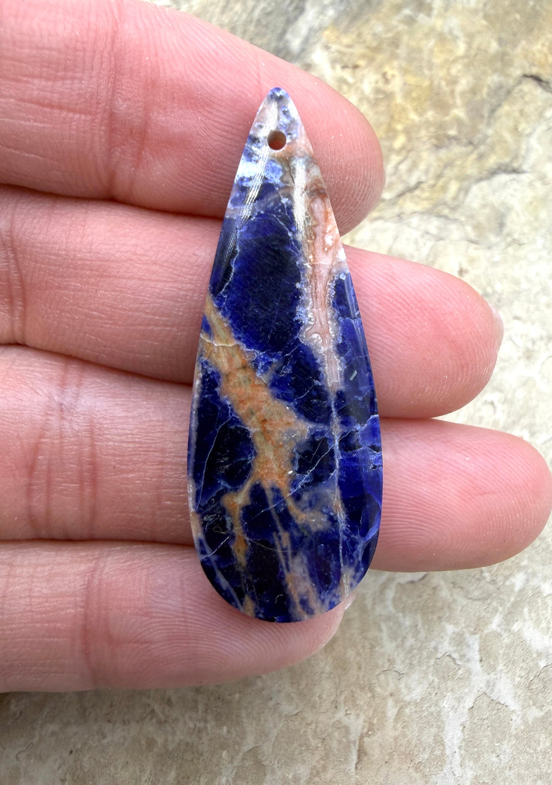 Premium Sodalite Focal Pendant Bead 16x43mm - Sodalite