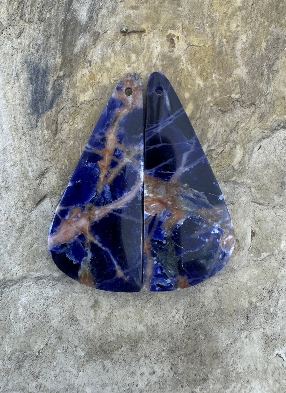 Premium Sodalite Matching Earring Slab Bead Pair 15x35mm