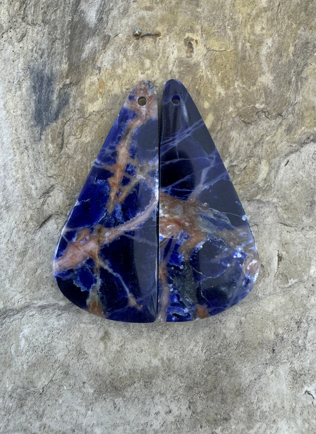 Premium Sodalite Matching Earring Slab Bead Pair 15x35mm