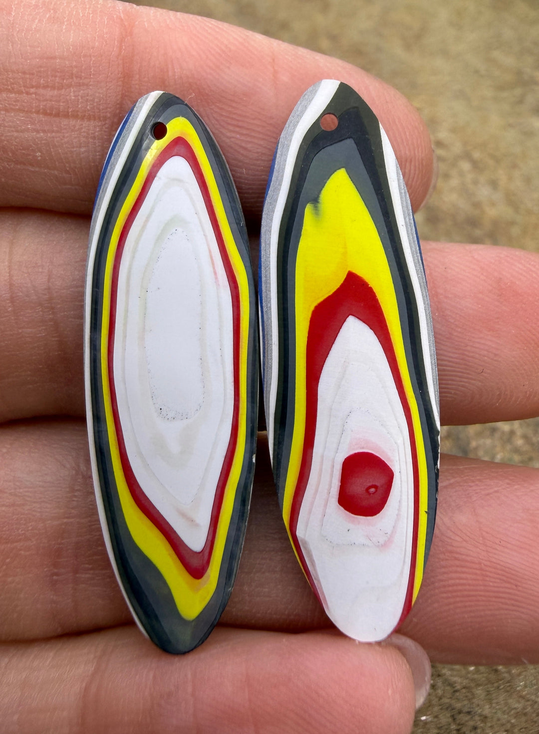 Priemium Fordite/Detroit Agate BIG Earring Slab Bead Pair