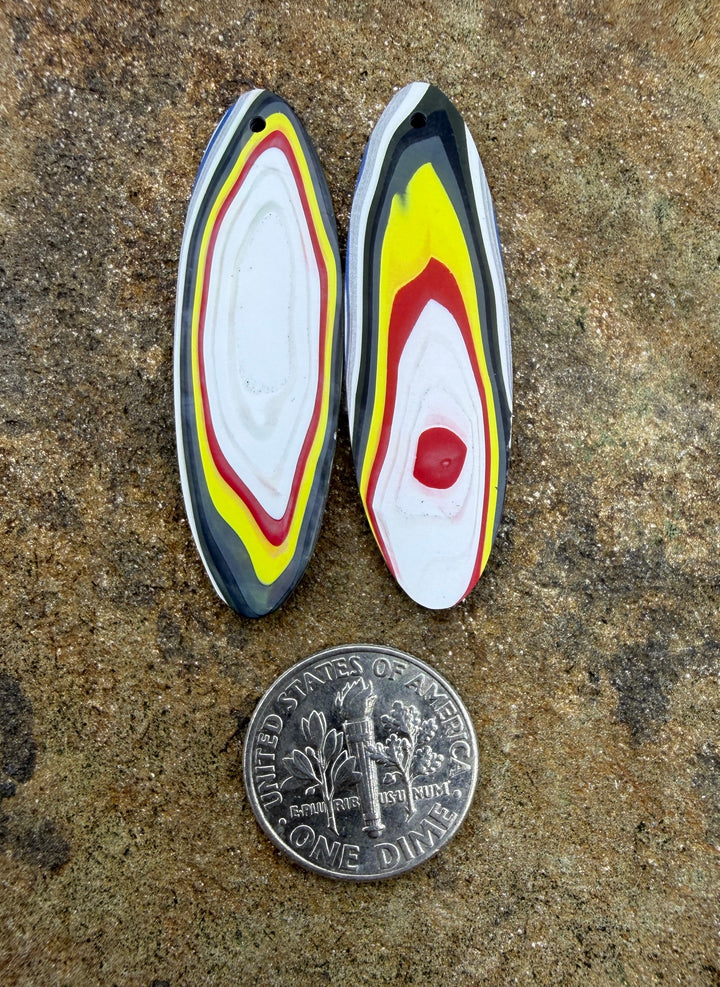 Priemium Fordite/Detroit Agate BIG Earring Slab Bead Pair