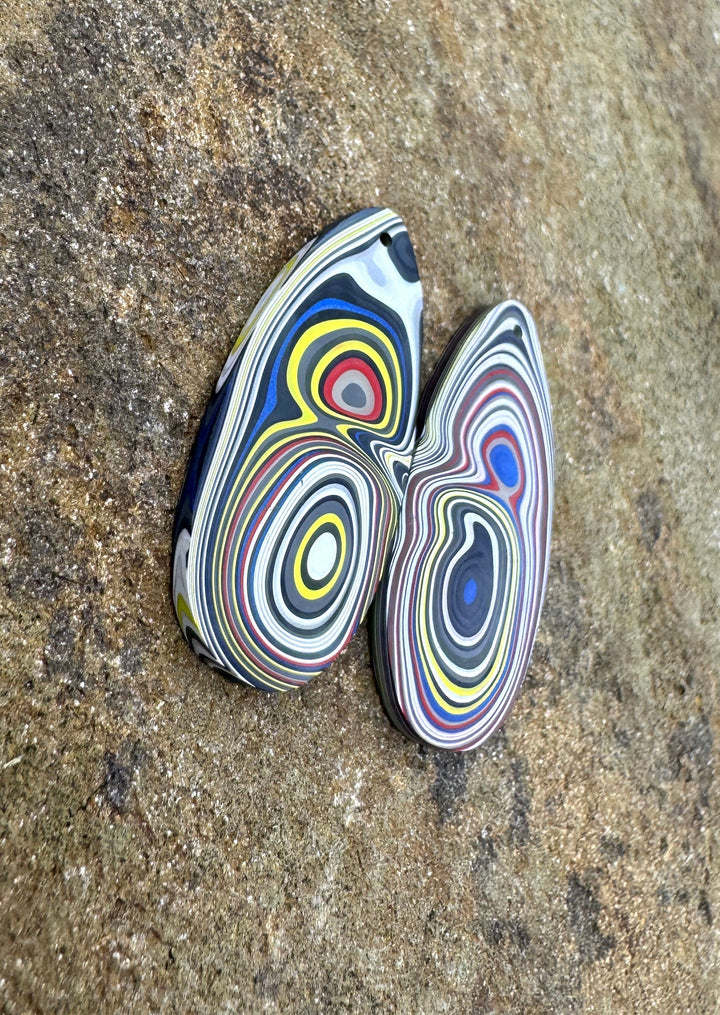 Priemium Fordite/Detroit Agate BIG Earring Slab Bead Pair