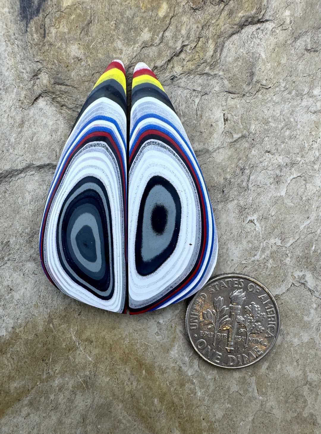 Priemium Fordite/Detroit Agate Cabochon Pair 16x45mm Fordite