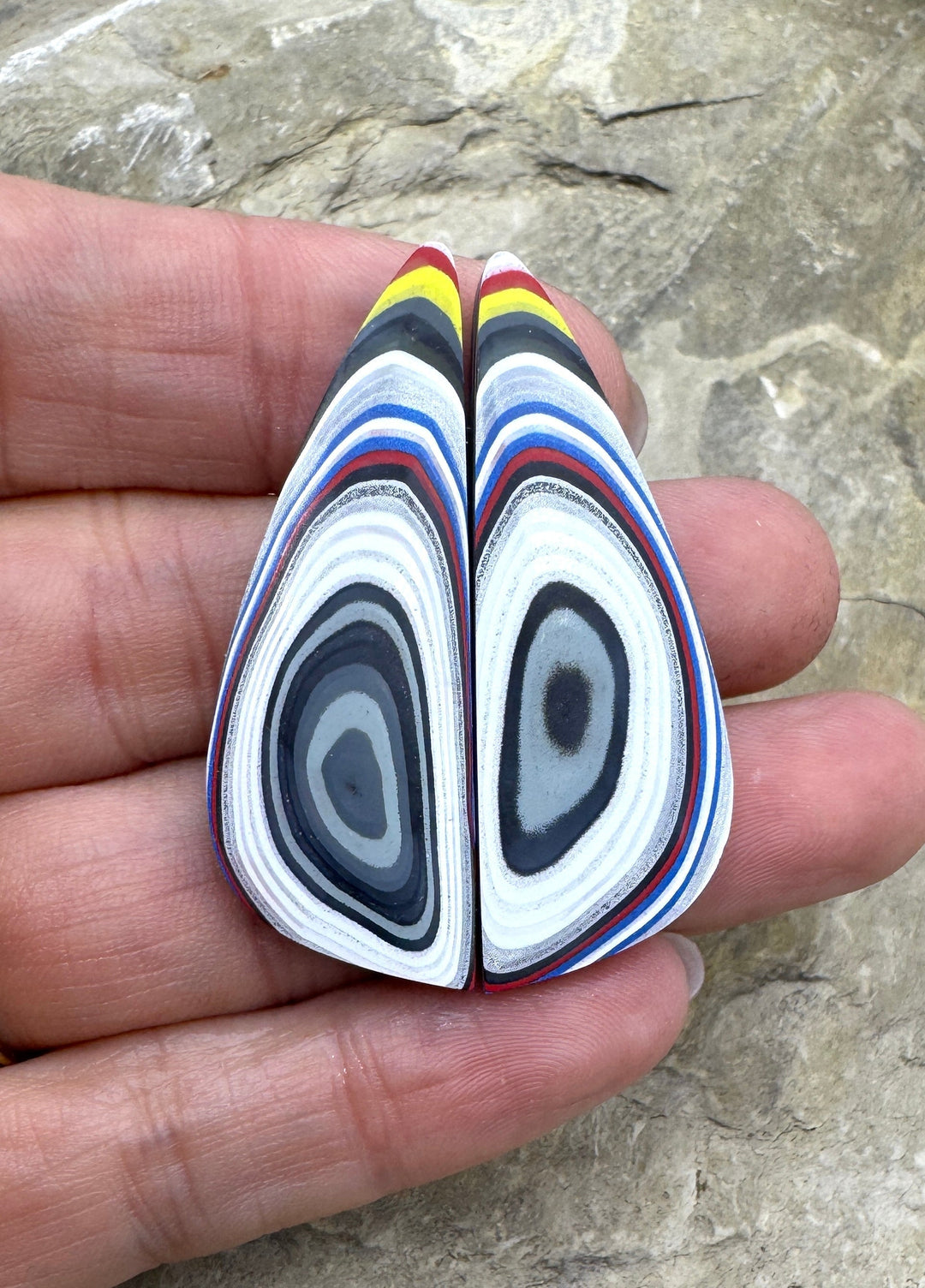 Priemium Fordite/Detroit Agate Cabochon Pair 16x45mm Fordite