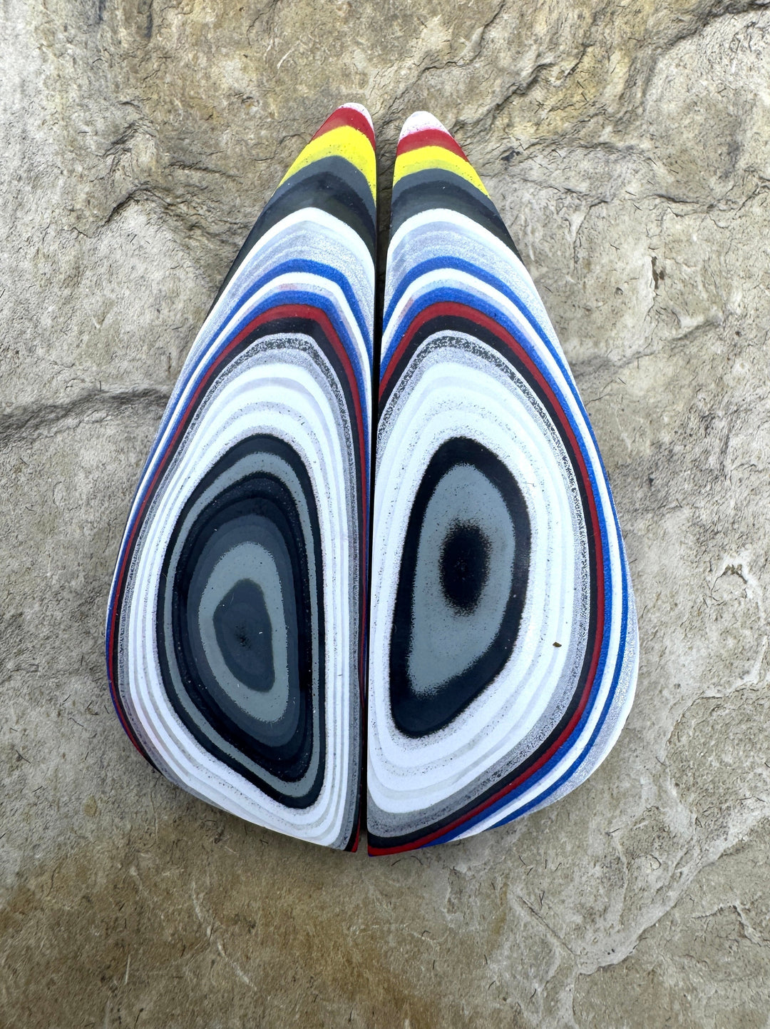 Priemium Fordite/Detroit Agate Cabochon Pair 16x45mm Fordite