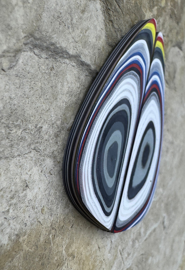 Priemium Fordite/Detroit Agate Cabochon Pair 16x45mm Fordite