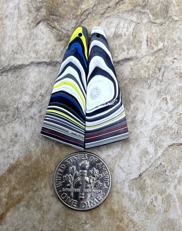 Priemium Fordite/Detroit Agate Earring Slab Bead Pair