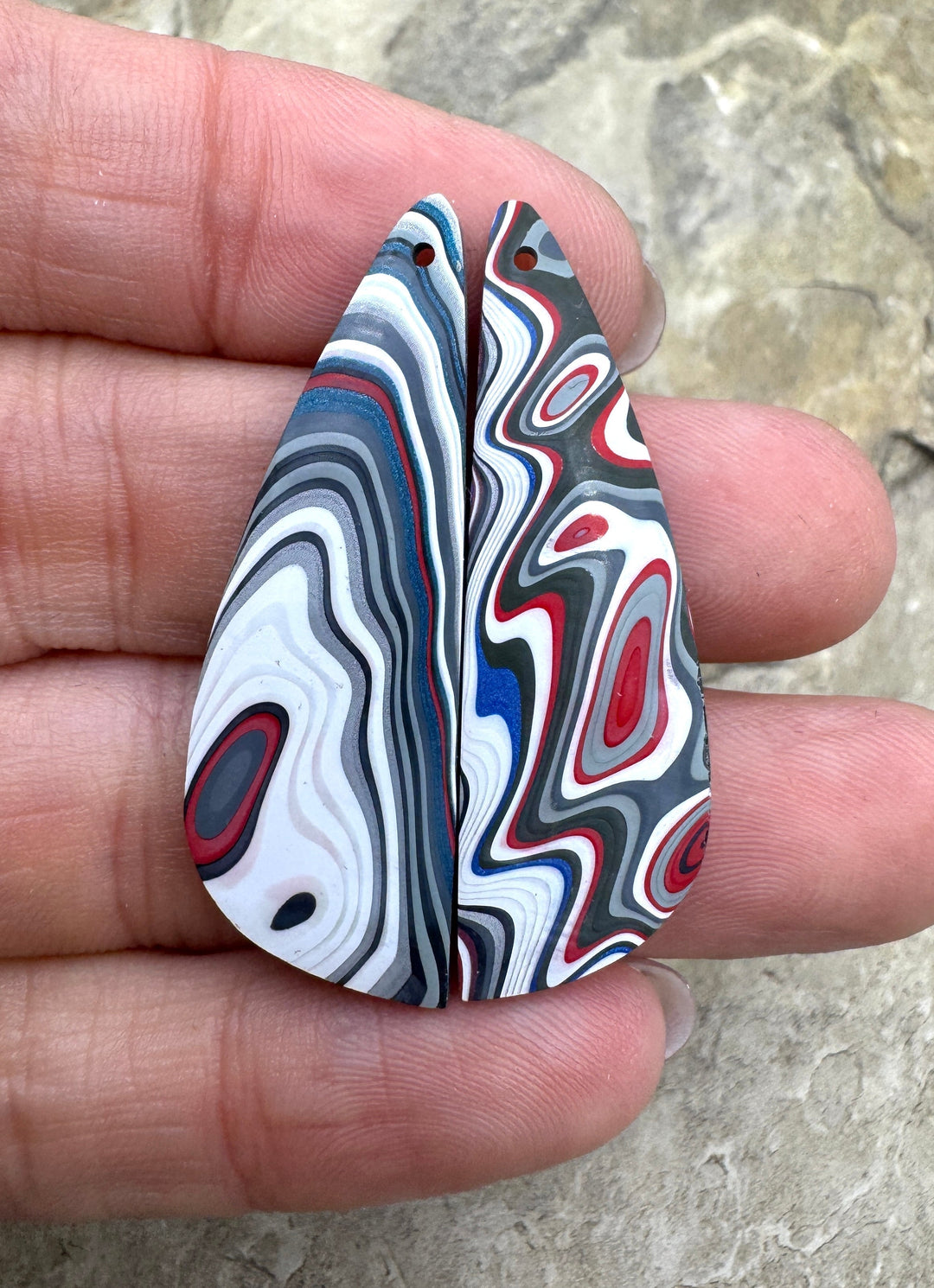 Priemium Fordite/Detroit Agate Earring Slab Bead Pair