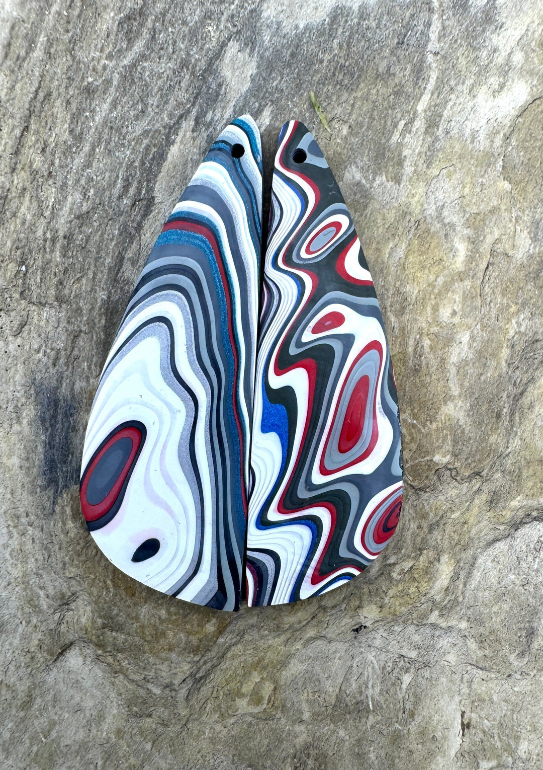 Priemium Fordite/Detroit Agate Earring Slab Bead Pair