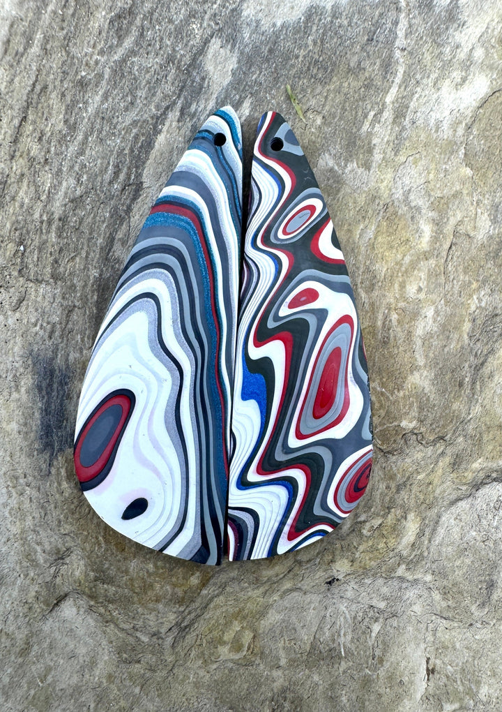 Priemium Fordite/Detroit Agate Earring Slab Bead Pair